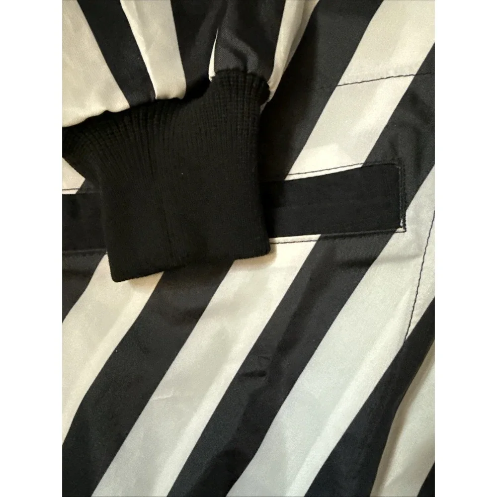 VTG +POS Referee Jacket Black White Striped Windbreaker Rain Made USA XL